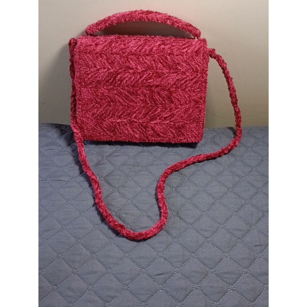 Velvet Textured Bag Color Raspberry - Picture 2 of 5